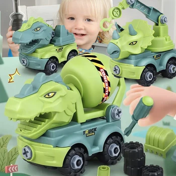 Dinosaurov Bager Hračky Detí Konštrukcia Dinosaura Inžinierstva Auto, Bager Dump Truck Educational DIY Model Auta Hračky